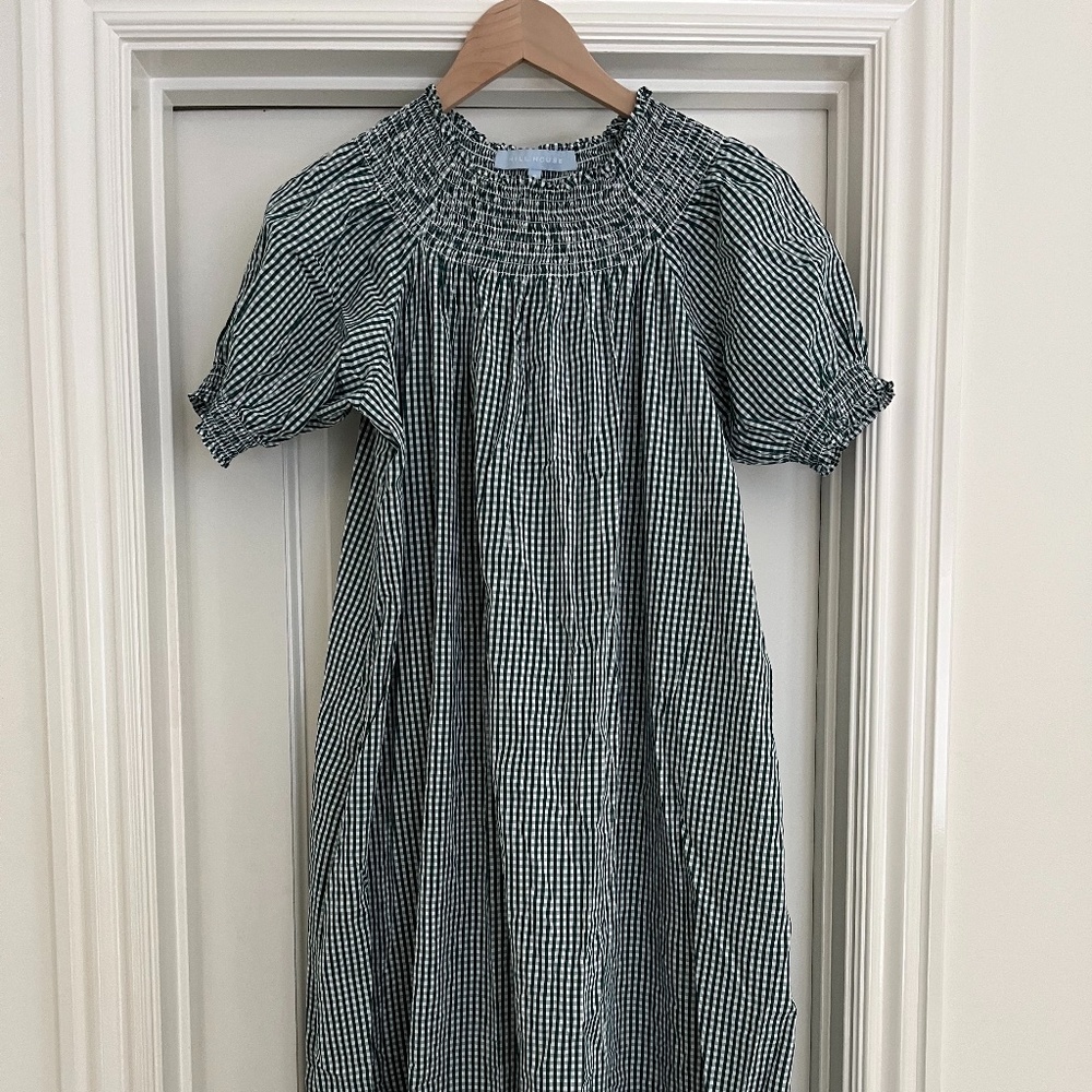 Hill House Home Caroline Nap Dress, Green Gingham Size Small